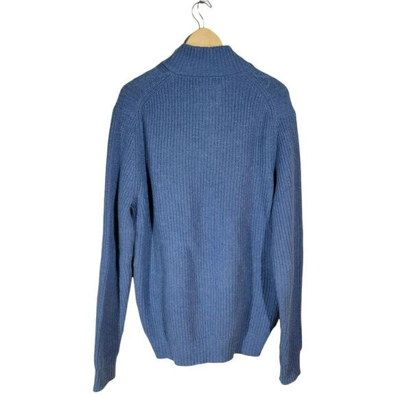 St. John's Bay Men's Large Cable Knit Long Sleeve Henley Grandpa Sweater Blue - Picture 2 of 11